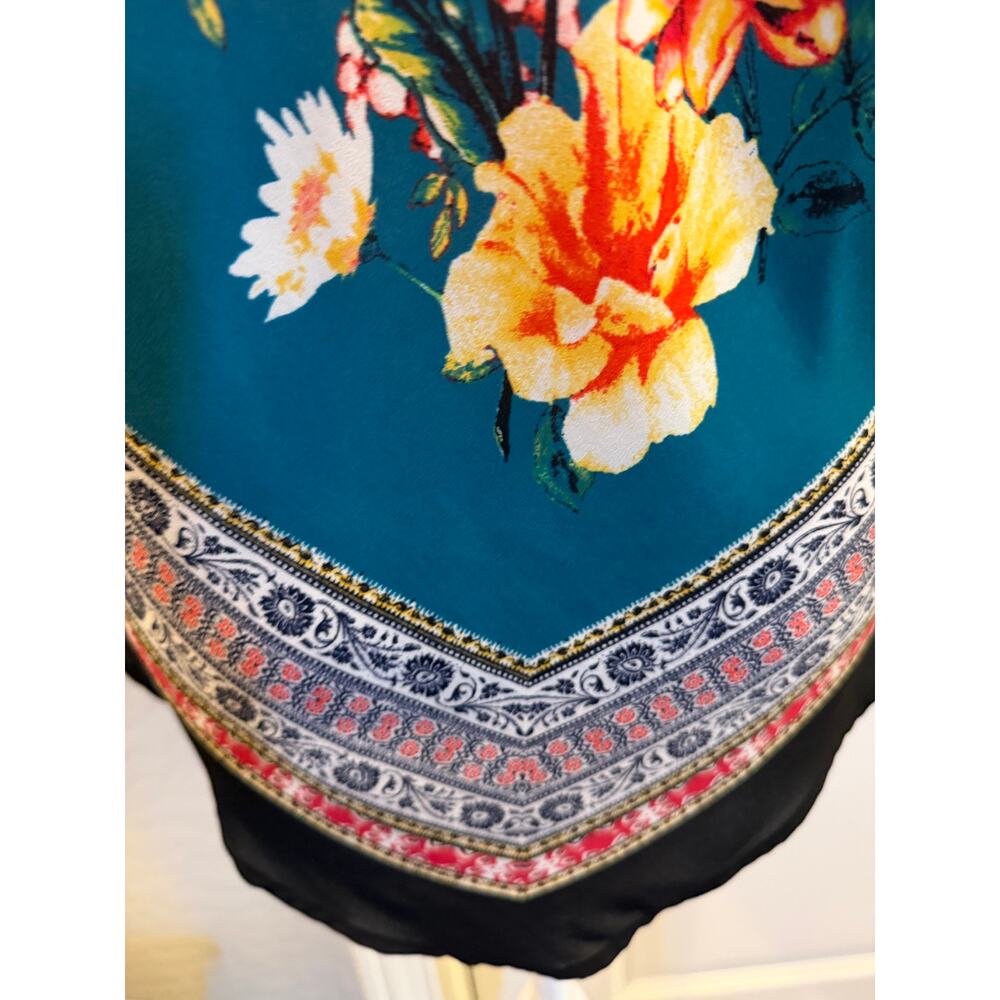 Floral Boho Cami Tank | Teal Multi Print | Size Medium - Picture 4 of 6